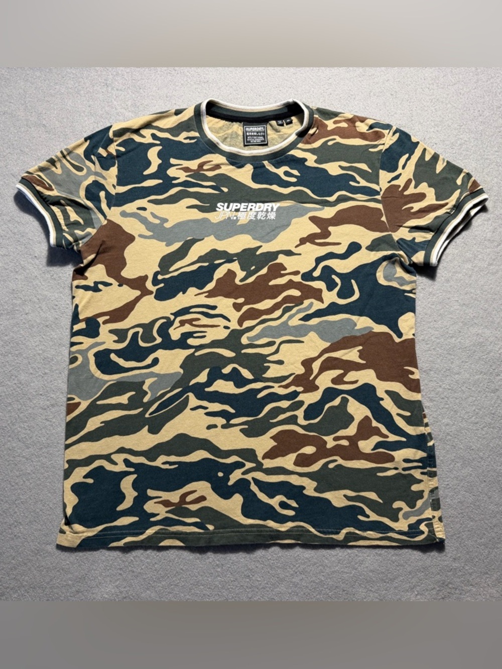 Superdry Camo JPN Logo T-Shirt Men’s XL Air Marble Tee Japan Streetwear Tee